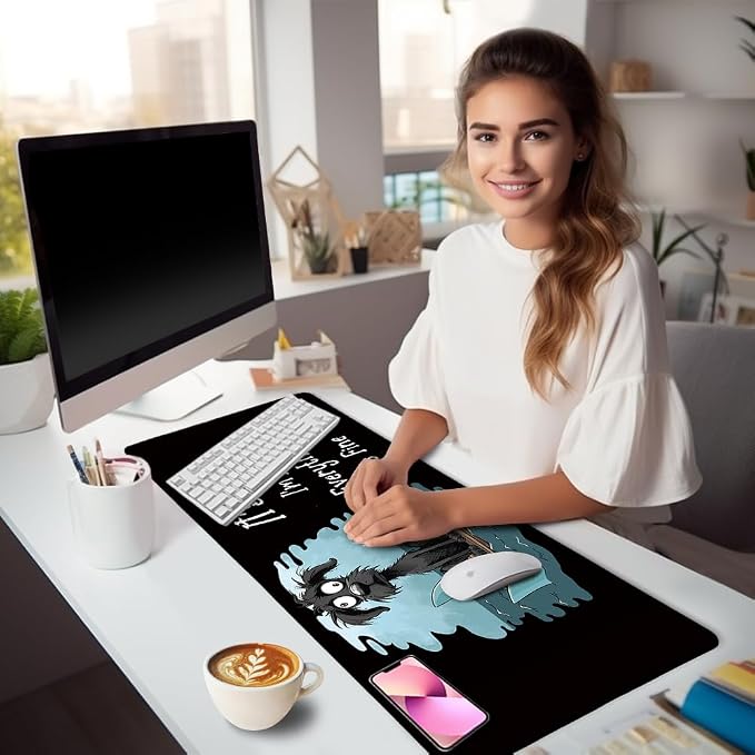LIMKRIAN Dog Large Mouse Pad Desk Mat for Keyboard and Mouse, 31.5x11.8 in | Stitched Edges, Waterproof Surface, Non-Slip Rubber Base, Funny Desk Accessories For Office Home, Cute Keyboard Mouse Pad