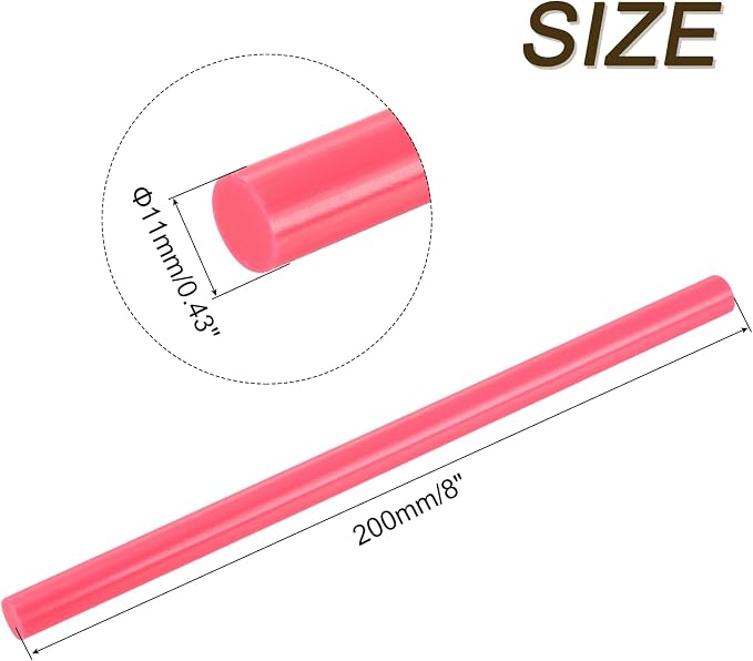 uxcell 12pcs Full Size Hot Glue Sticks for Glue Gun 7/16 x 8 Inch Large Glue Sticks, 11 x 200mm Pale Red
