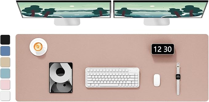 Hsurbtra Desk Pad, 48" x 17" PU Leather Desk Mat, XXXL Extended Mouse Pad, Waterproof Desktop Blotter Protector, Non-Slip Ultra Thin Large Laptop Keyboard Writing Mat for Office Home, Beige Apricot