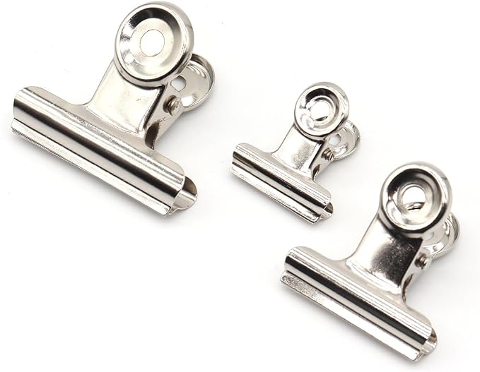 Sliver Bulldog Clips, Binder Paper Clips, Samll, Medium, Large, Assorted Sizes Clips for Kitchen, School and Office