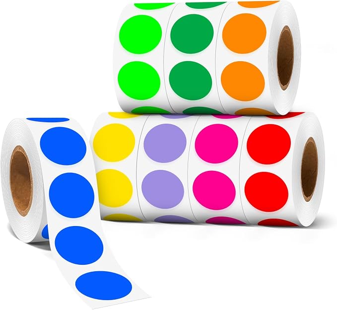 3/4 Inch Color Coding Label Stickers,4000PCS Circle Inventory Sticky Dots Sticker(8 Colors)