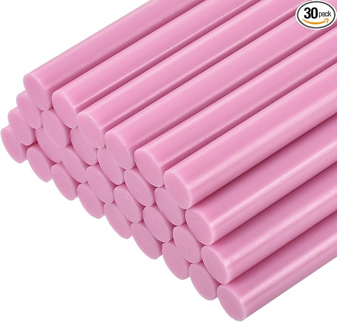 uxcell 30pcs Full Size Hot Glue Gun Sticks 8-inch x 0.43-inch High Sticky Large Hot Glue Sticks for Glue Gun, Pink