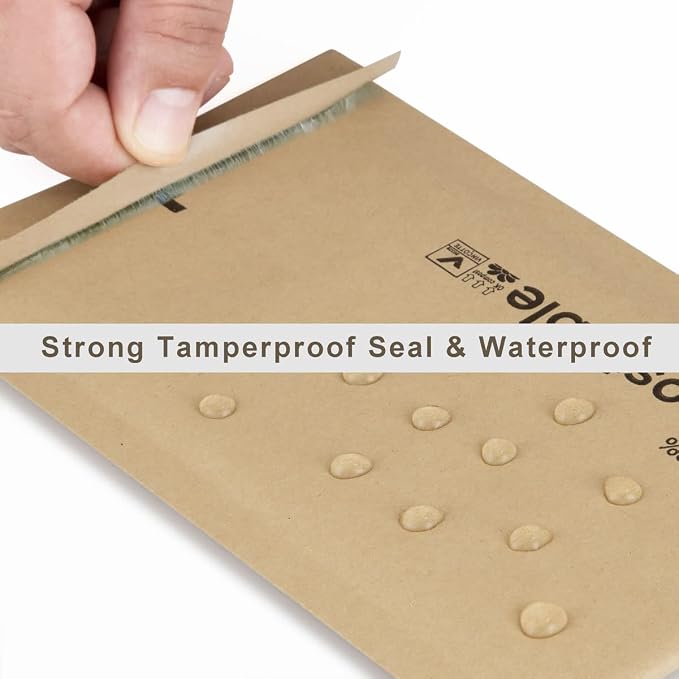 KTOB 4x8 100% Biodegradable Bubble Mailers | 25 Count Kraft Brown #000 Compostable Padded Packaging Wrap Envelopes Pouches Eco Friendly Self Seal Bags