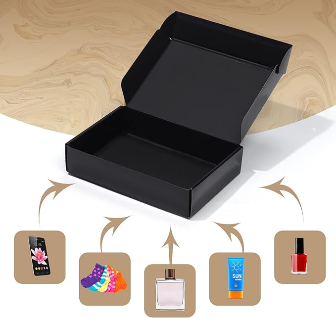 ZBEIVAN 9x6x2 Black Small Shipping Boxes, 20 Packs Corrugated Cardboard Mailer Boxes for Packaging Small Business Mailing Gifts Wrap Boxes with Lids