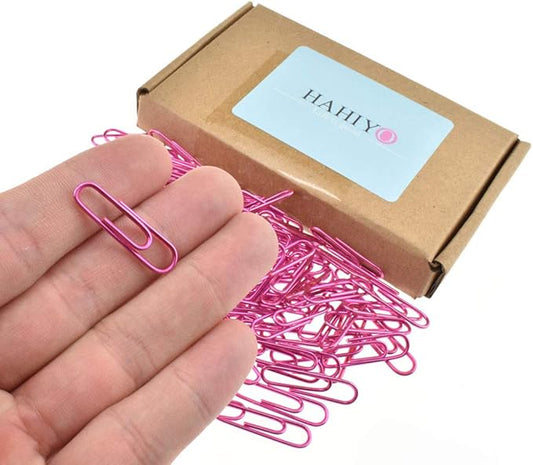 HAHIYO Paper Clips 1.1" (28mm) Length Pink Paperclips Bright Colors Vinyl Coated Prevent Scratching Tearing The Pages Sturdy for Bookmark Organize Home Office School 150 Pack