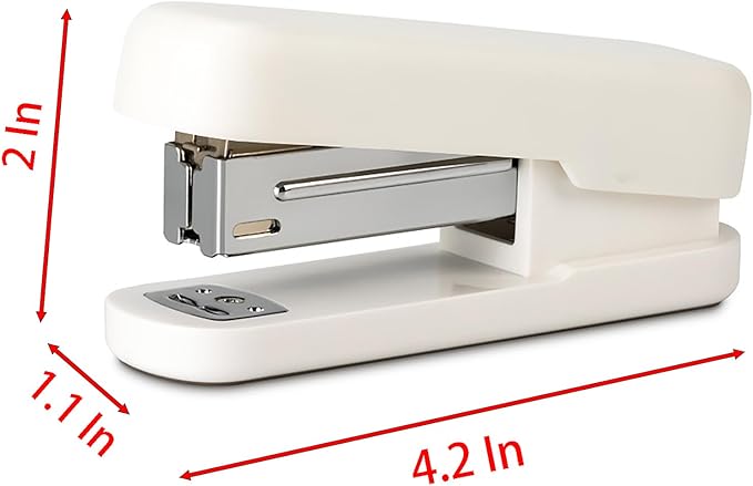 Desktop Staples, 4.2 Inch Labor Saving Macaroon Color Stapler for 20 Sheets Capacity with 1000 Pcs No.12 Staples (White)