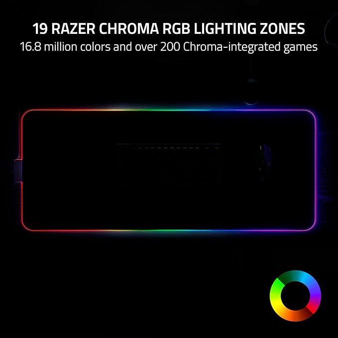 Razer Strider Chroma Hybrid Gaming Mouse Mat with Razer Chroma RGB: Hybrid Soft/Hard Mat - 19 Razer Chroma RGB Lighting Zones - Warp and Water-Resistant - Anti-Slip Base - Seamless Edges XXLarge