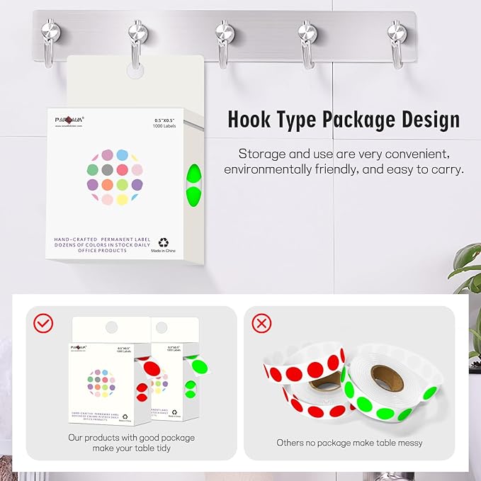 PARLAIM 1/2" Circle Dot Stickers 2 Rolls Pack 2000 Color Coded Labels for Home Commerce Business, Fluorescent Green + Red