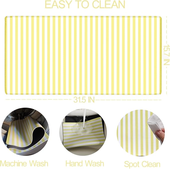 Yellow Striped Desk Mat Cute Pastel XXL Large Gaming Mouse Pad Desk Pad Kawaii Aesthetic Home Office Decor Cozy Keyboard Laptop Computer Mat