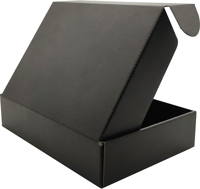 9x6x2 Shipping Boxes Set of 25, Black Mailer Corrugated Cardboard Box | for Packaging, Literature, Packing, Mailing, Storage, Small Business, Moving, Gift, Supplies, Quick Fold, Tab Locking