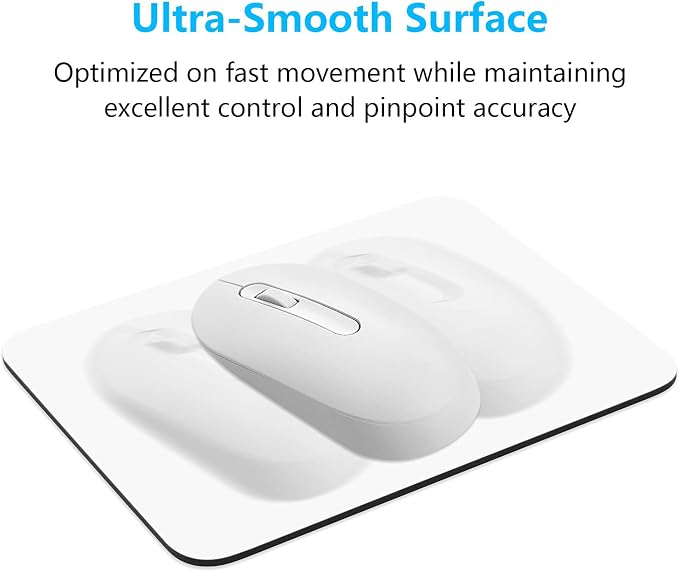 Dapesuom Small Mouse Pad, 6 x 8 Inch Thick Rubber Premium-Textured Non-Slip Portable & Washable Mini Mouse Mat for Women Men Wireless Laptops Keyboard Tray Gaming Work Computer Office Travel, White