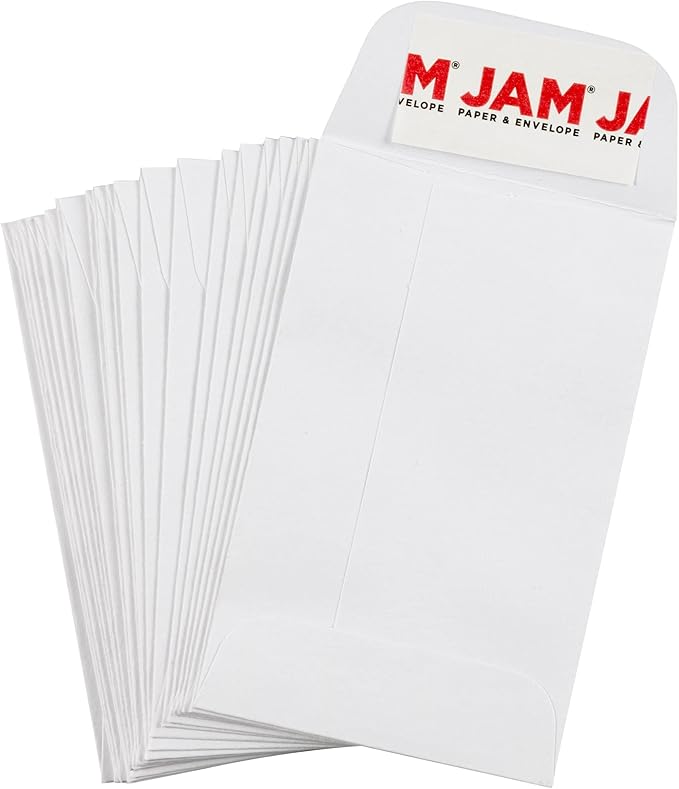 JAM PAPER #1 Coin Business Envelopes with Peel and Seal Closure - 2 1/4 x 3 1/2 - White - 50/Pack