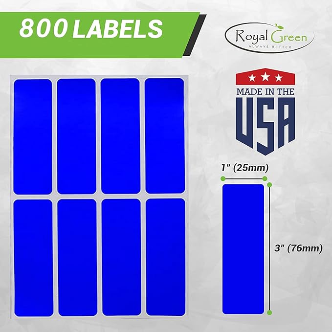 Royal Green 1x3 Permanent Adhesive Sticker Rectangles in Neon Yellow - 800 Pack
