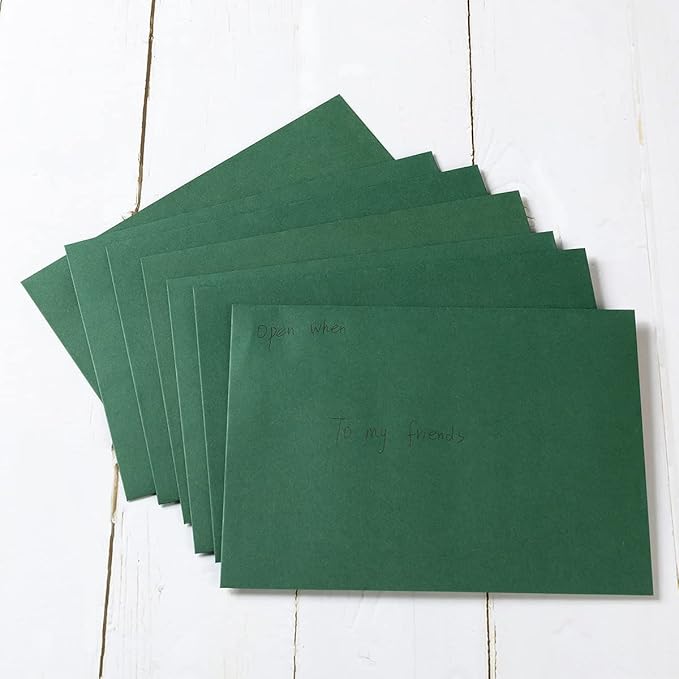 50 Pack 5 x 7 Envelopes Colored Self Seal for Wedding, Party Invitations, Greeting Cards, Announcements, Photos, 5.24 x 7.21 Inches (Dark Green)