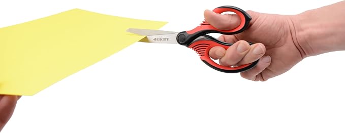 Westcott 8-Inch Titanium-Bonded Premium Handle Scissors for Office and Home, Black/Red