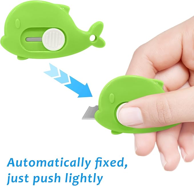 100 Pcs Mini Retractable Box Cutter Utility Knife,Cute Portable Letter Opener Envelope Slitter with Key Chain Hole,Compact Pocket Knife for Office School Stationery & DIY Crafts
