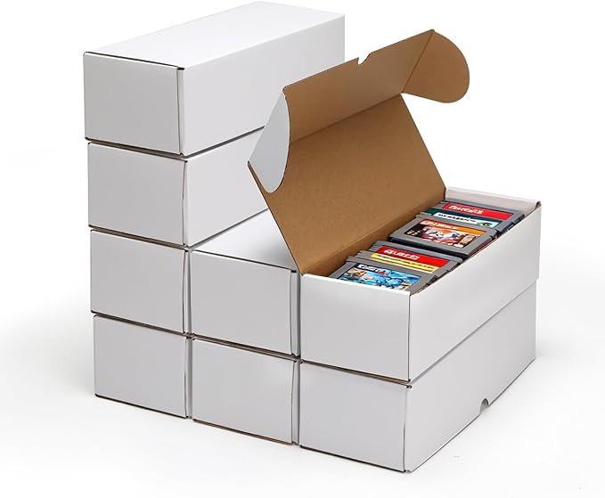 Bulk 900 Capacity Trading Cards Storage Box, in Total 25 Pack Brown White Cardboard Shipping Boxes for 22500 Count 12pt 2.5x3.5 inch Cards or Sleeved Cards