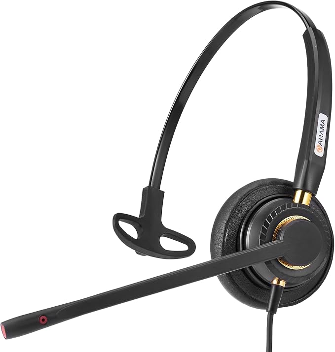 Arama Phone Headset for Office Phones for Polycom & Other IP Phones(A800S2) | Noise-canceling Mic, Metal Headband, Lightweight Design, Plug-and-play, Hands-Free, Call Center, Telemarketing, Office