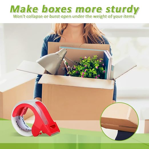 KAMOTA Packing Tape with Dispensers, 36 Rolls 1.88 Inch Wide Shipping Tape | Reliable sticking performance, works on carton surfaces, great for packing, mailing, moving and daily household sealing jobs