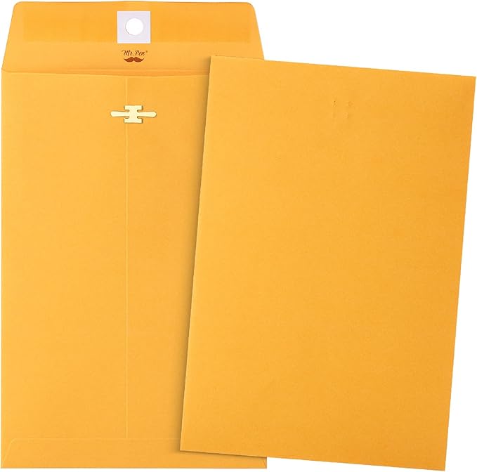 Mr. Pen- Clasp Envelopes, 25 Pack, 6" x 9", Brown Kraft, Brown Envelopes