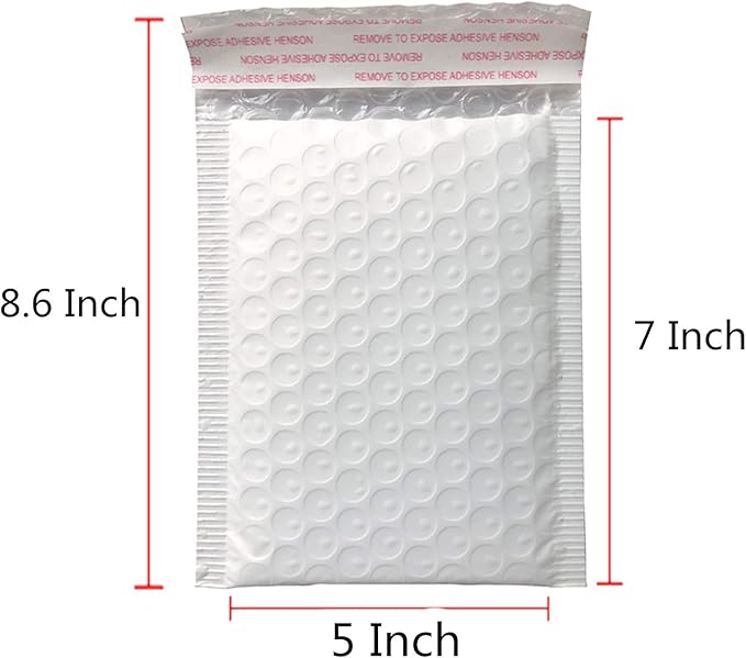 5x7 Inch White Poly Bubble Mailers Padded Envelopes Self-Sealing Shipping Bags 50 Pack