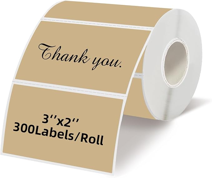 Starboling 3" x 2" Thermal Labels,Self-Adhesive Rectangle Thermal Printer Sticker,for Price,Barcode,Mailing,Name（Brown）