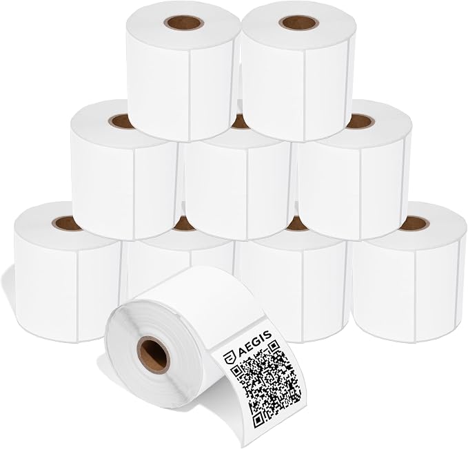 3" X 3" Square Direct Thermal Labels (5000 Count, 10 Rolls) | Product Packaging Stickers, QR Code Stickers, Barcode Labels for Branding - Compatible With Zebra and Rollo Printers