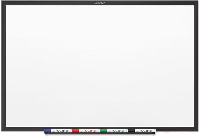 Quartet Magnetic Dry Erase White Board, 24"W x 18"H Whiteboard, Nano-Clean Surface Resists Ink Stains, Black Aluminum Frame (SM531B)