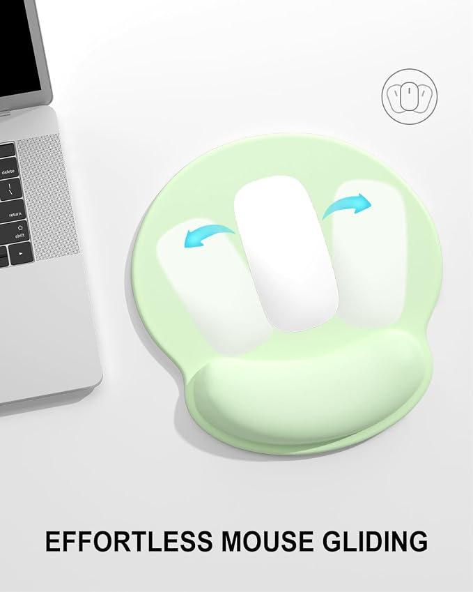 Auhoahsil Mouse Pad, Ergonomic Mouse Pad with Wrist Rest, Pain Relief Computer Gel Mouse Pad Wrist Support for Laptop, Mousepad with Non-Slip PU Base, Mouse Pads for Desk, Light Green