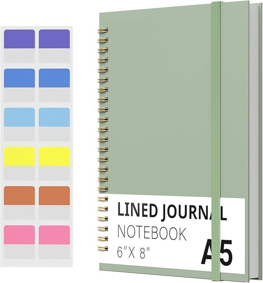 Spiral Notebook, Hardcover Notebook for School & Work, Lined Journal Notebook for Men & Women,120 Pages A5 (6 “x8”) (Green)