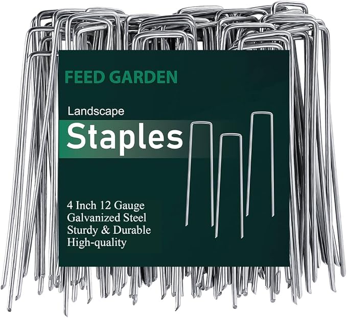 4 Inch 200 Pack Hot-dip Galvanized Landscape Staples 12 Gauge Anti-Rust Garden Stakes Landscaping Fabric SOD Pins Yard Stakes for Weed Barrier Fabric