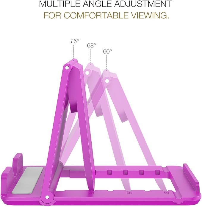 MoKo 2 Pack Cell Phone Stand for Desk, Tablet Stand for 4"-11" Devices | Ultra-light, compact foldable design, fits iPhone, iPad, Galaxy & e-readers, 6 adjustable angles, portrait/landscape viewing