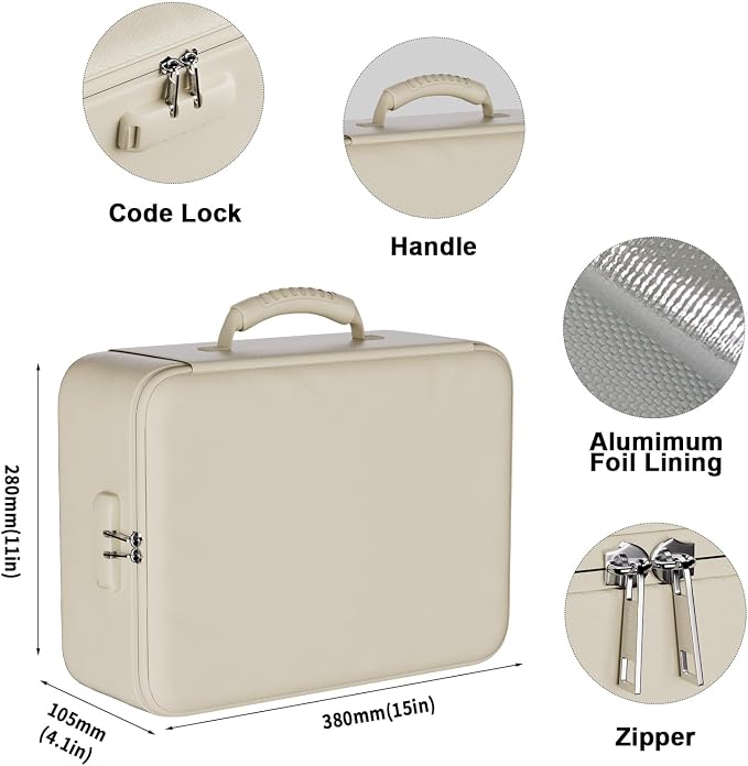 DocSafe 5200°F Fireproof Document Organizer Box with Lock, Beige (Soft) | Heat Insulated 8 Layers File Storage Bag,Water-Resistant Zipper,Home Office Travel Safe,Protects Important Documents,Laptop