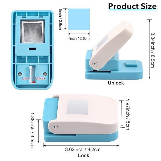 2 Pcs Stamp Punch, 1 Inch Square Hole Punch & 1 Inch Square Postage Stamps Punches, Stamps Shaped Paper Puncher, Stamp Cutter, Portable Lever Craft Punches for Paper Crafting DIY Scrapbooking