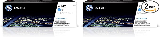 HP 414X Cyan High-Yield Toner Cartridge | Works with Color LaserJet Enterprise M455dn,MFP M480f,Pro M454,MFP M479 Series | W2021X,(Pack of 2)