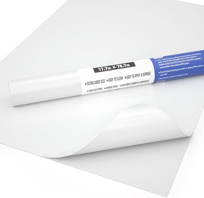 Nicpro Dry Erase Whiteboard Sticker Wall Decor 17.7" X 78.7"(6.5 ft) Paper | Self-Adhesive White Board Peel Stick with 3 Color Pen for School, Classroom, Office, Home, Kids Drawing Must Have Suppliers