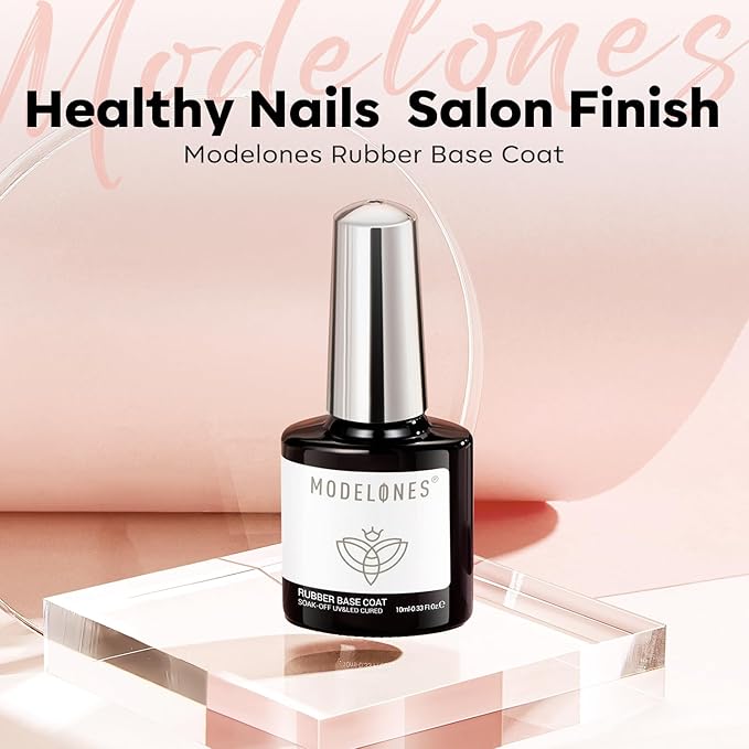 modelones Builder Rubber Gel Base Coat for Nails, Nude Pink Rubber Base Gel Nail Polish for Strengthen Apex Building Extension Protect Weak Nails Long Last U V Manicure Gift for Women