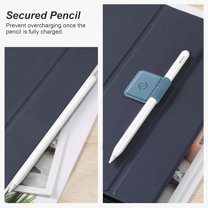 Fintie 4 Pack Pen Loop Holder for Apple Pencil Pro, USB-C/1st/2nd Gen | Elastic Adhesive PU Leather Sleeve, Secure Pen Holder, Attaches to Tablet Cases, Fits Stylus Pens, Ocean Blue