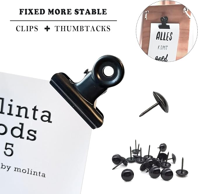 Bulldog Clips with Hole for Push-pin, Paper File Clips with Strong Spring, Small Metal Binder Clips, Seal Clamps for Coffee Tea Food Bags, Decorative Clips for DIY Photo Grid (Black,2inch)