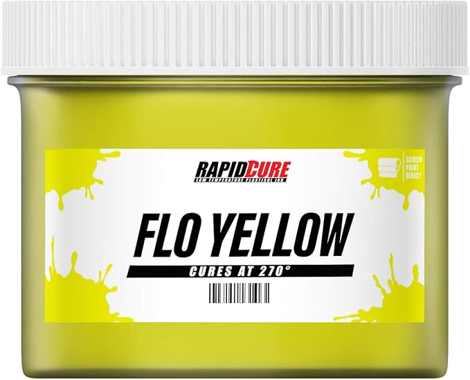 Rapid Cure® Screen Printing Ink Fluorescent Yellow (8oz.) - Plastisol Ink for Screen Printing, Fast Curing Fabric Paint - Screen Print Direct®, USA Made