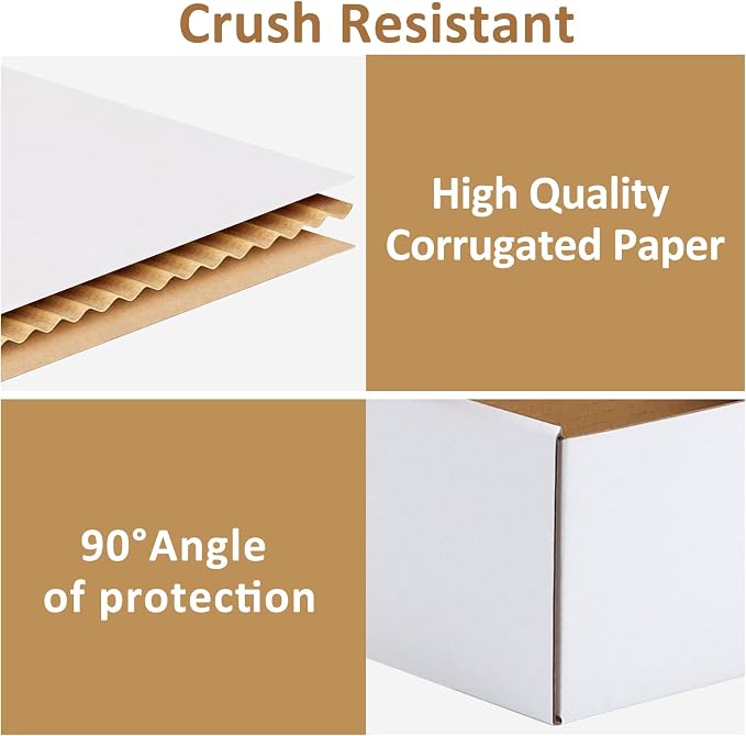 RLAVBL 12x9x4 Inches Shipping Boxes Set of 20, White Small Corrugated Cardboard Box, Mailer Boxes for Packing Small Business