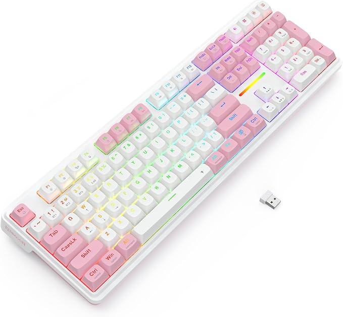 Redragon K745 PRO Wireless 108-Key Gasket RGB Gaming Keyboard, 4 Hotkeys | Extra Shortcut Keys, 0-Delay Tri-Mode, Cushioned Noise Dampening for Creamy Thocky Sound, Unfaded PBT Keycaps, PRO Software