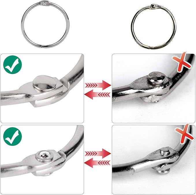 Binder Rings,KASEMI 100pcs Book Rings Assorted Sizes (1,1.5,2 inch) for School,Classroom,Office