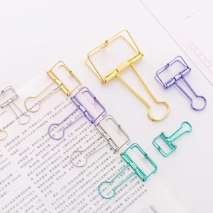 48PCS Multicolor Metal Binder Clips Assorted Sizes Hollow Binder Clips Metal Paper Clamps for School Office Paperwork (16pcs S, 16pcs M and 16pcs L)