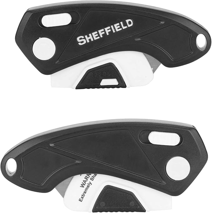 Sheffield 1282 Gadget Folding Lock Back Utility Knife, Compact Box Cutter with Lock Back Release and Quick-Change Mechanism, Heavy Duty Cardboard Cutter