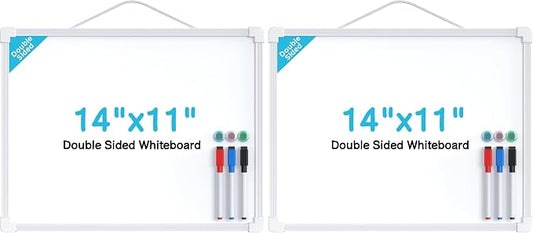 MaxGear Small Dry Erase Board, 14"x11" Double Sided Whiteboard, White Frame (Pack of 2)