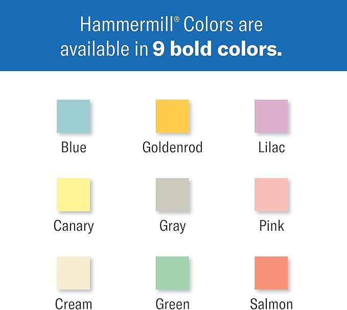 Hammermill Colored Paper, 20 lb Pink Printer Paper, 8.5 x 11-10 Ream (5,000 Sheets) - Made in the USA, Pastel Paper, 103382C
