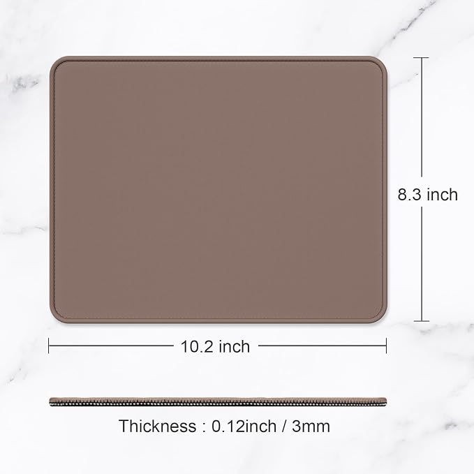 Hsurbtra Mouse Pad, Premium-Textured Square Mousepad 10.2 x 8.3 Inch, Stitched Edge Anti-Slip Waterproof Rubber Pretty Cute Computer Mat for Office Gaming Laptop Women Kids Dark Brown