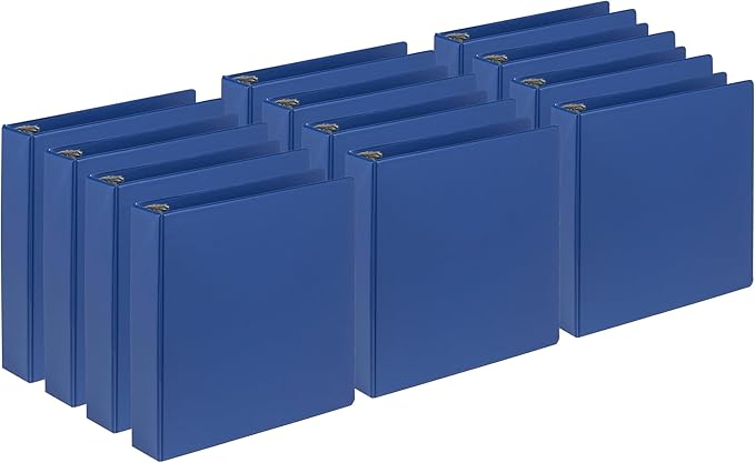 Samsill 2 Inch Document Storage Binder, 100% Recycled Chipboard, Round Ring, 3 Ring Binder, 12 Pack, Navy