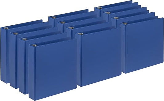 Samsill 2 Inch Document Storage Binder, 100% Recycled Chipboard, Round Ring, 3 Ring Binder, 12 Pack, Navy